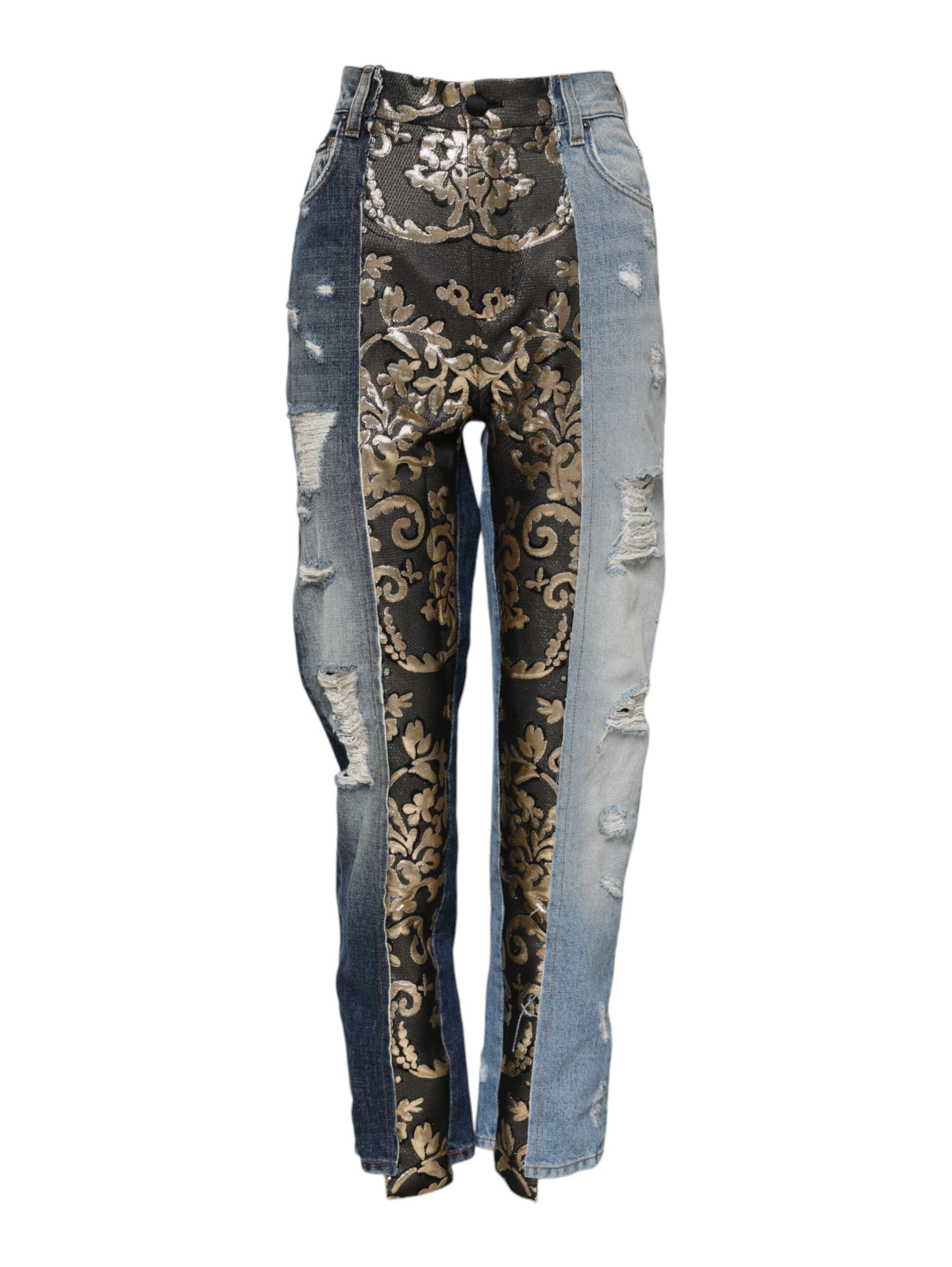 Multicolor Patchwork Tapered Denim Jeans
