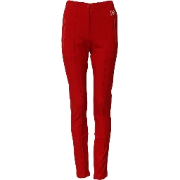 Red Mid Waist Slim Fit Pants