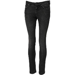 Black Cotton Low Waist Skinny Denim Jeans