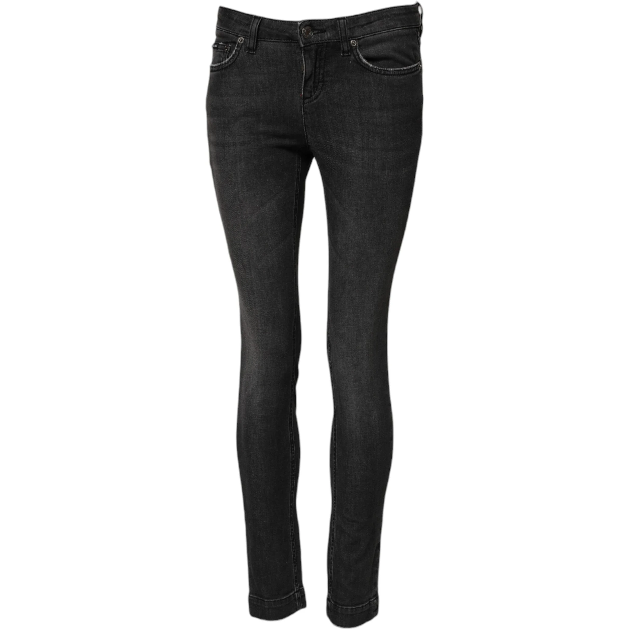Black Cotton Low Waist Skinny Denim Jeans