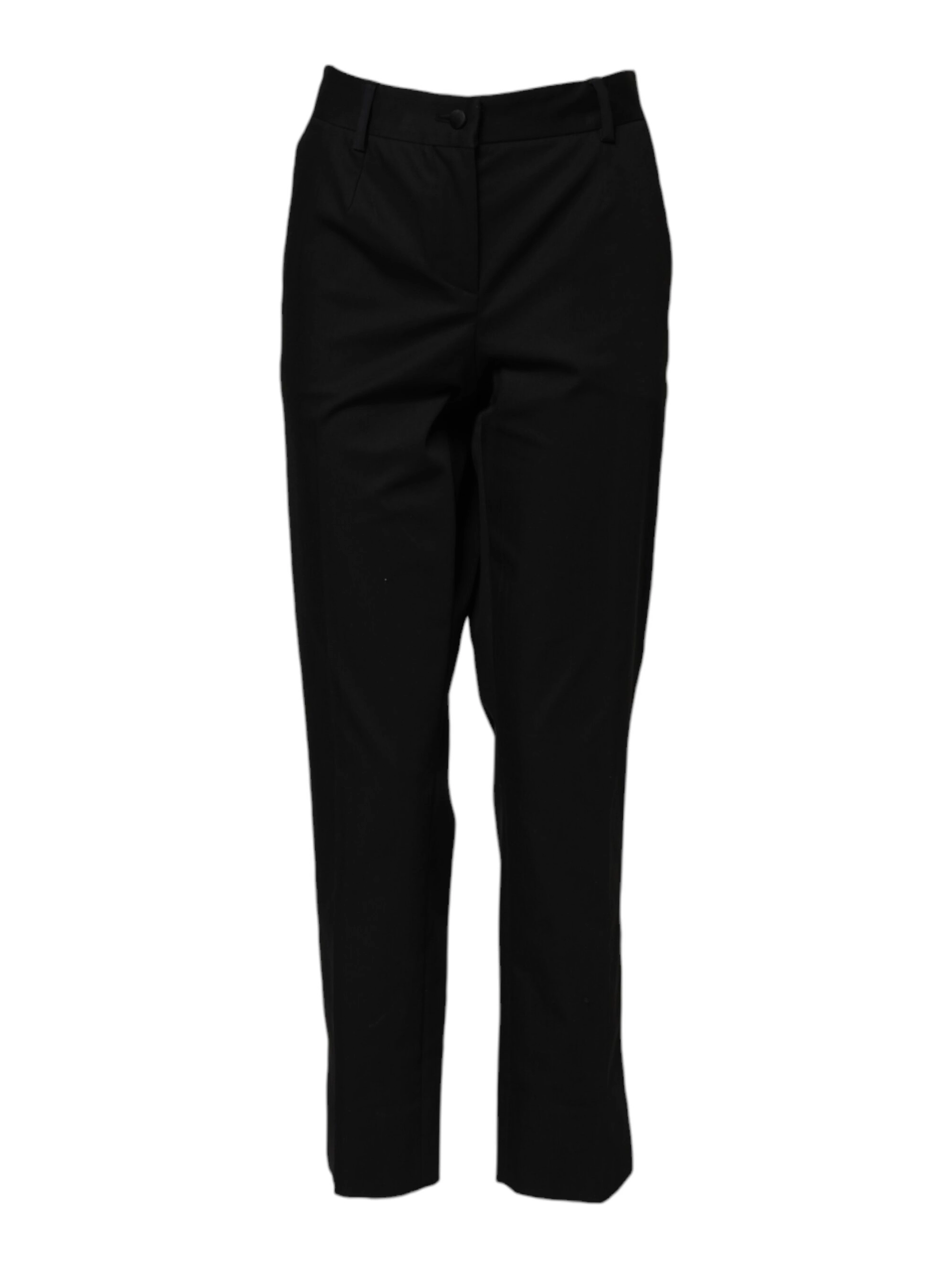 Black Cotton High Waist Formal Pants