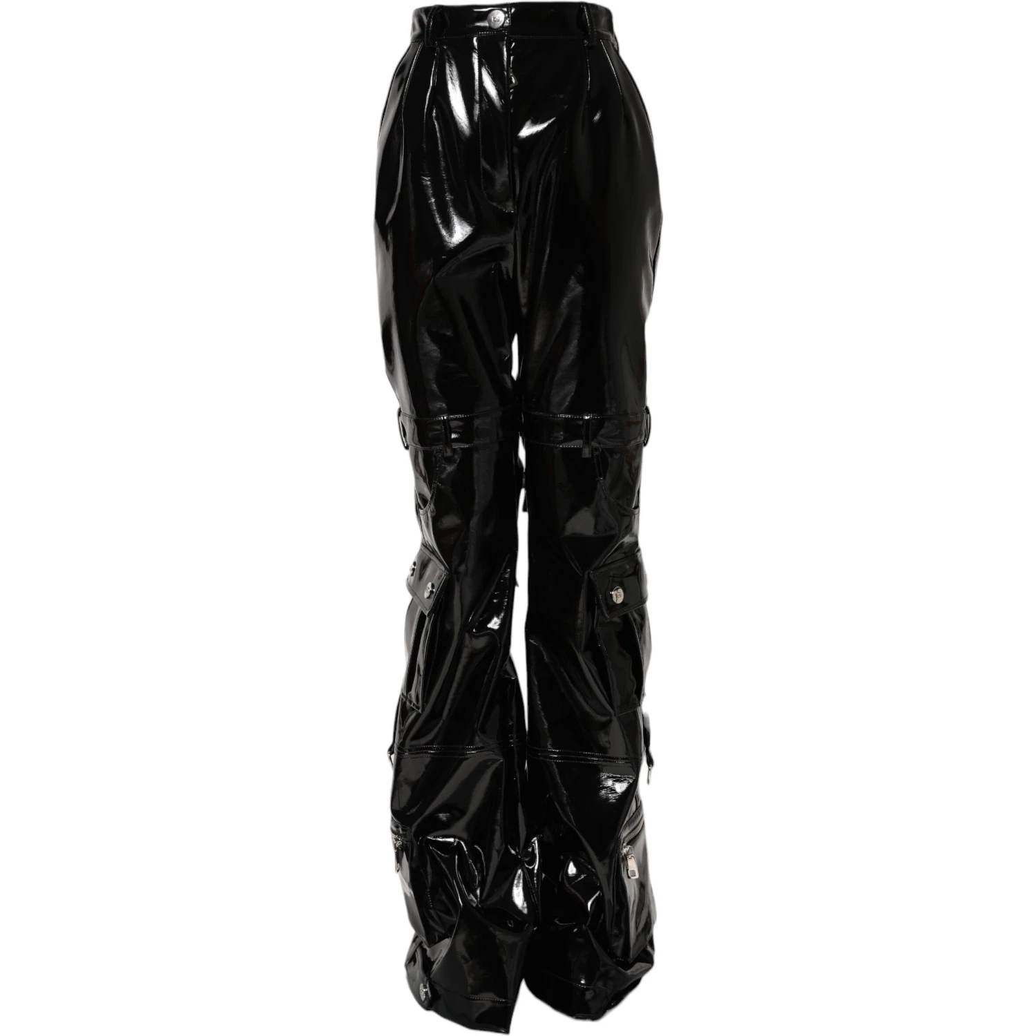 Black High Waist Cargo Bootcut Pants