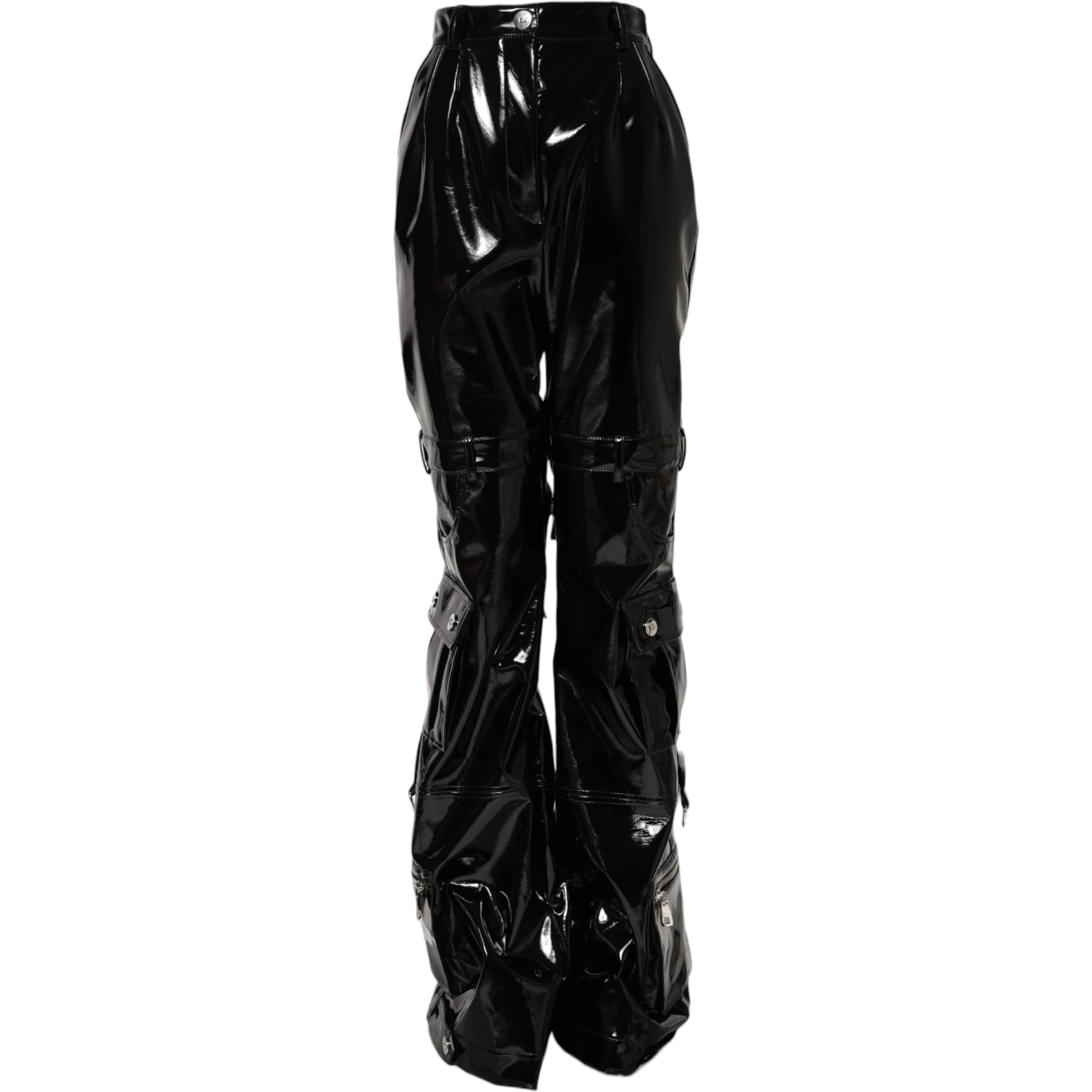Black High Waist Cargo Bootcut Pants