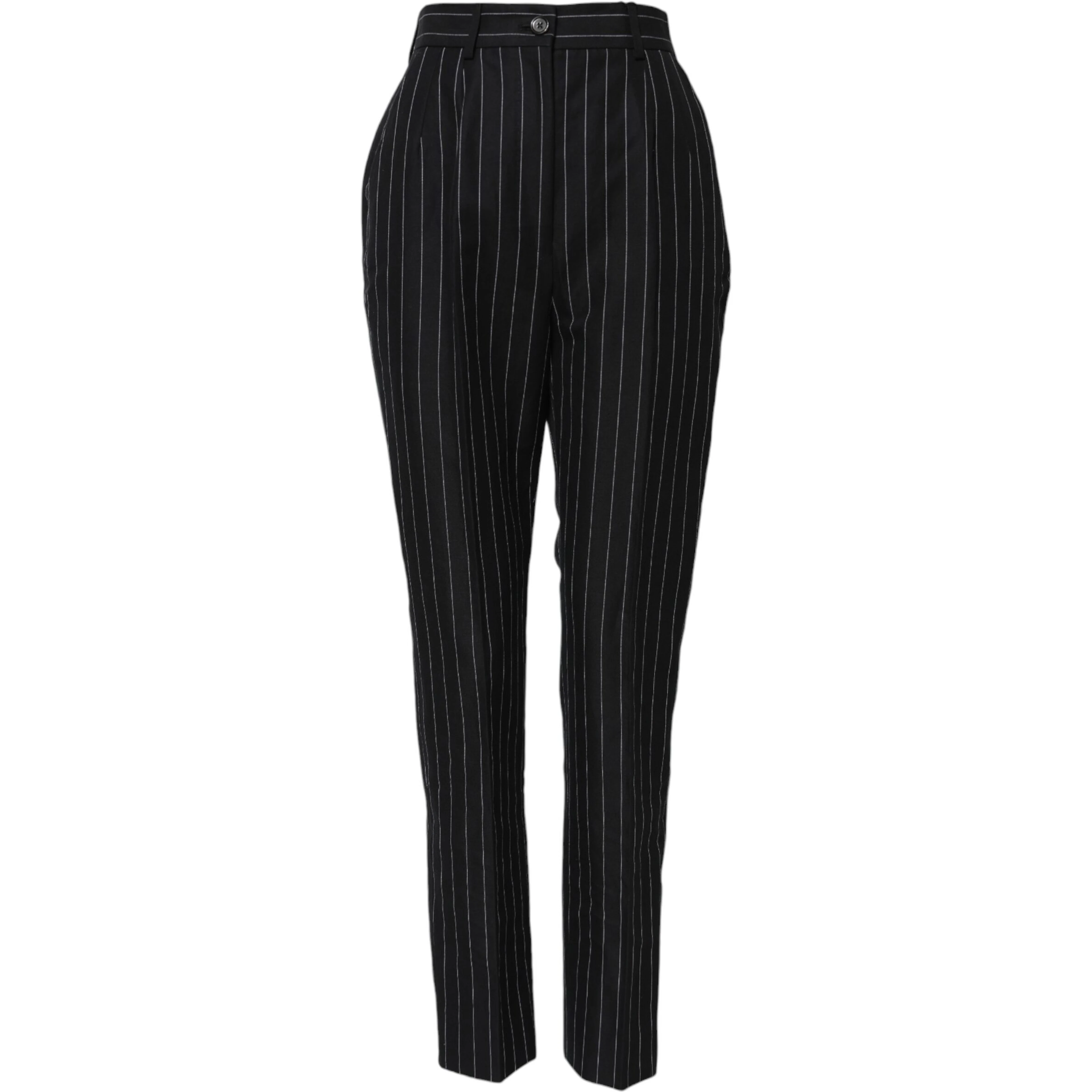 Black Stripes High Waist Tapered Pants