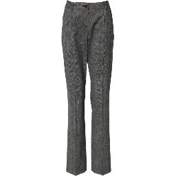 Gray Checkered High Waist Flared Pants