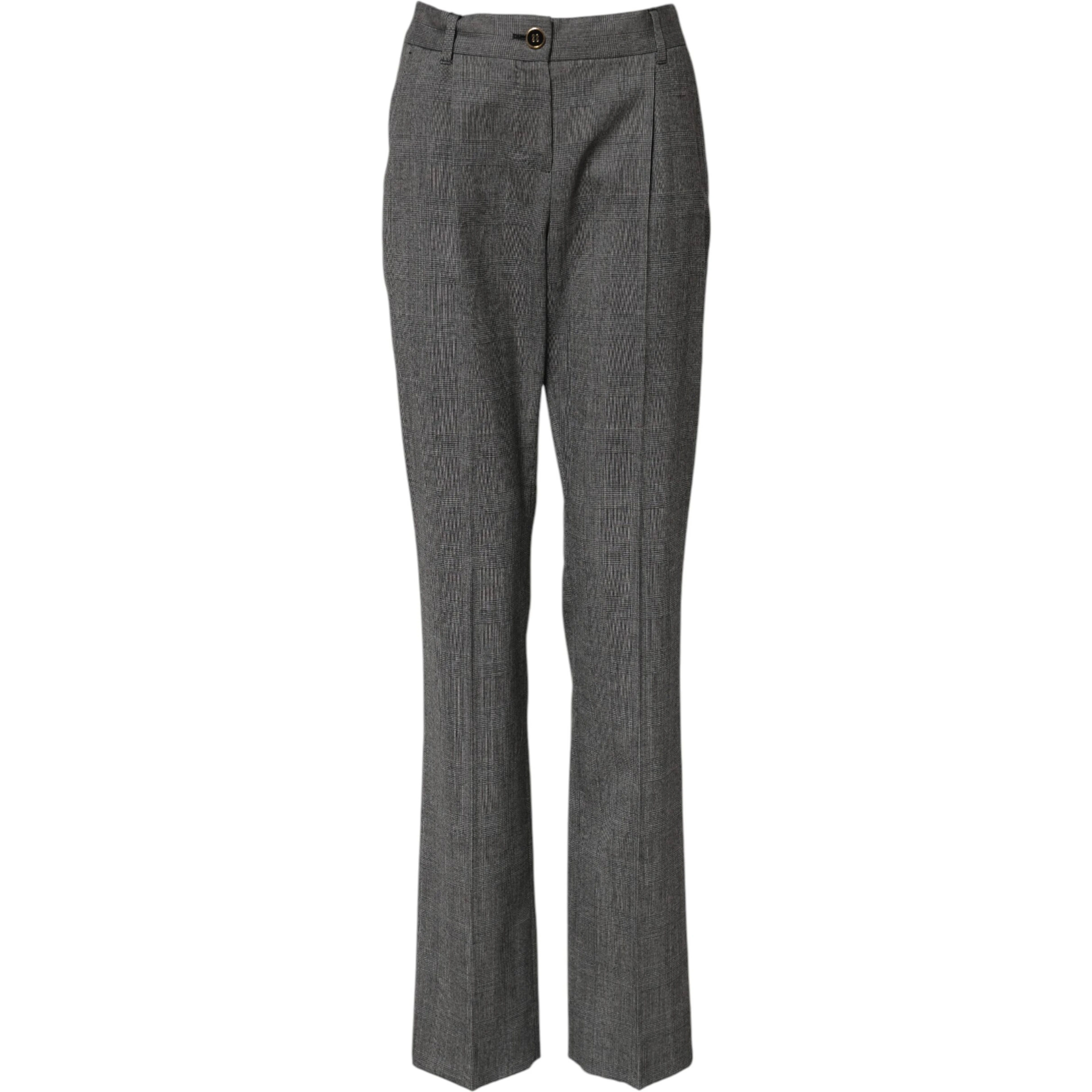 Gray Checkered High Waist Flared Pants