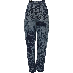 Blue Graphic Print Tapered Denim Jeans