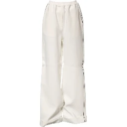 White Viscose Wide Leg Pull On Pants