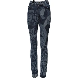 Blue Graphic Print Cotton Skinny Denim Jeans