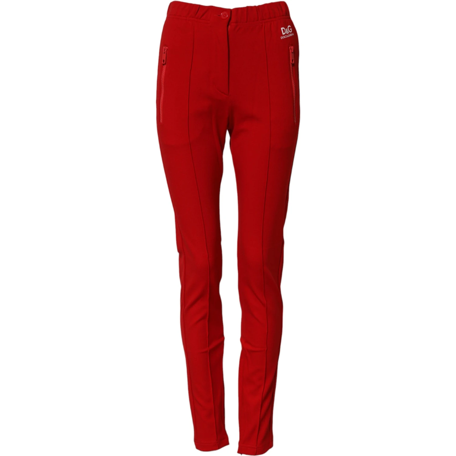 Red Mid Waist Slim Fit Pants