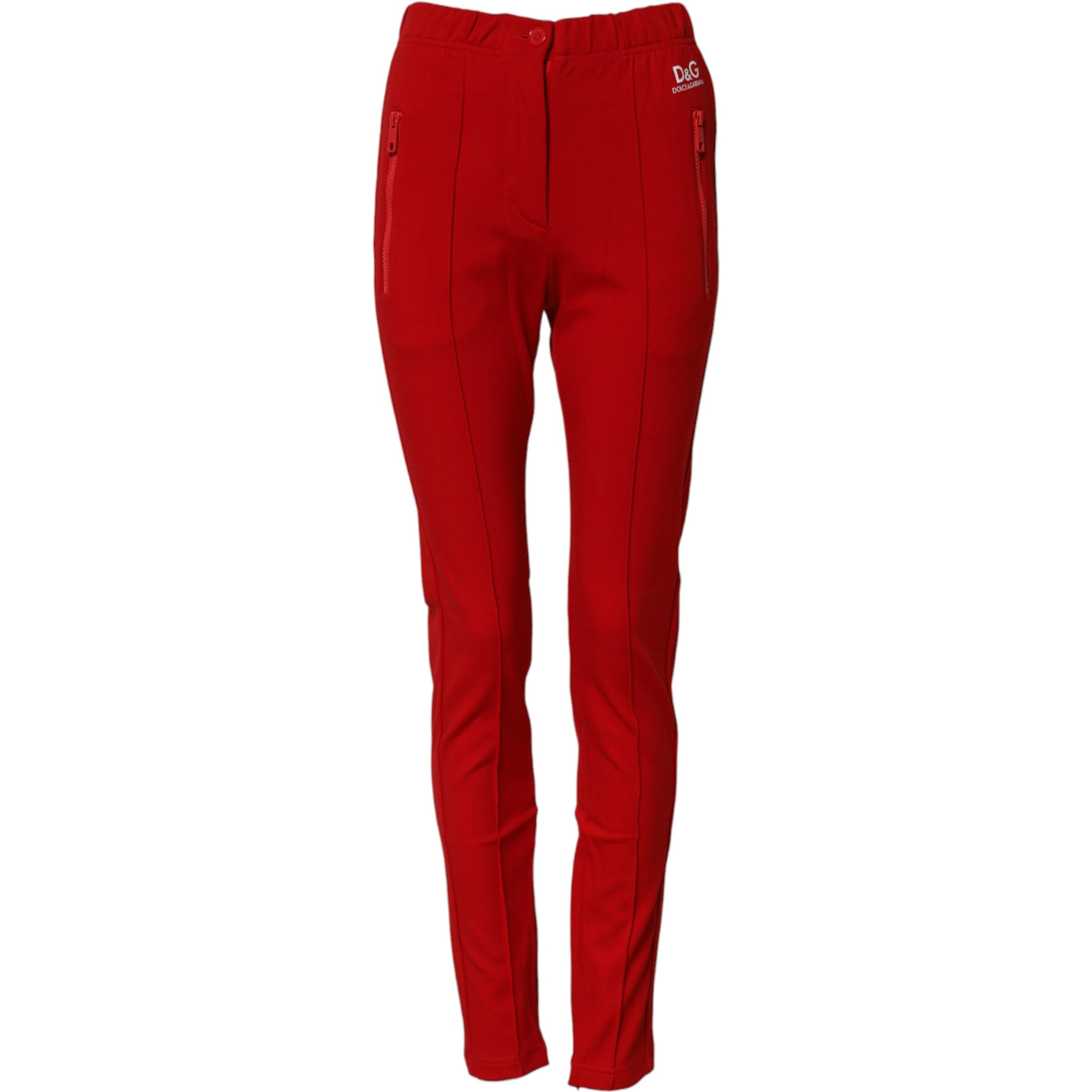 Red Mid Waist Slim Fit Pants