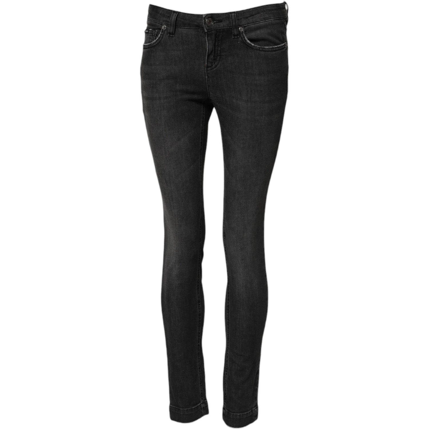 Black Cotton Low Waist Skinny Denim Jeans