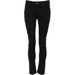 Black Cotton Logo Skinny Mid Waist Denim Jeans