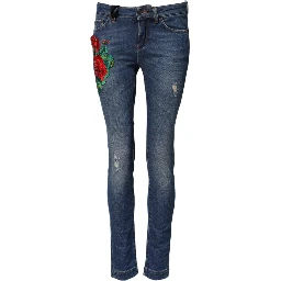 Blue Cotton Low Waist Skinny Denim Jeans