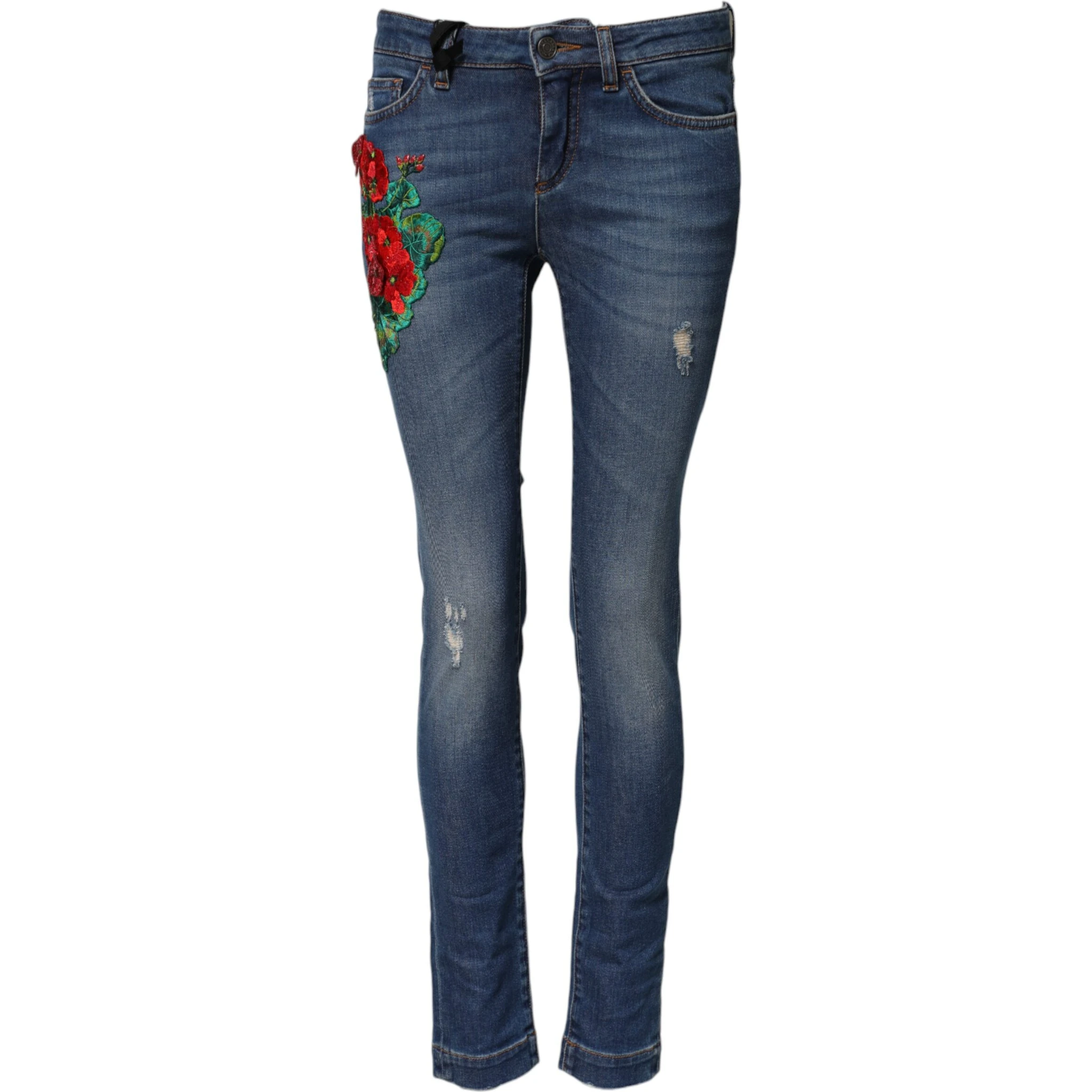 Blue Cotton Low Waist Skinny Denim Jeans