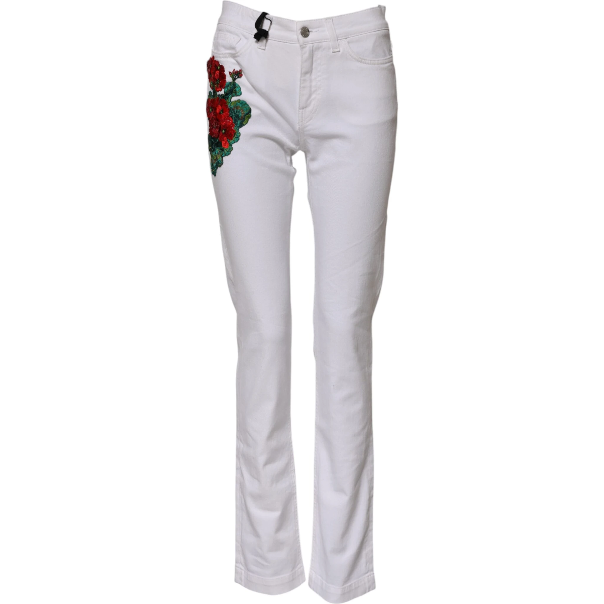 White Floral Embroidery GIRLY Denim Jeans