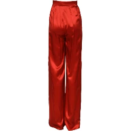 Red Satin High Waist Wide Leg Pants