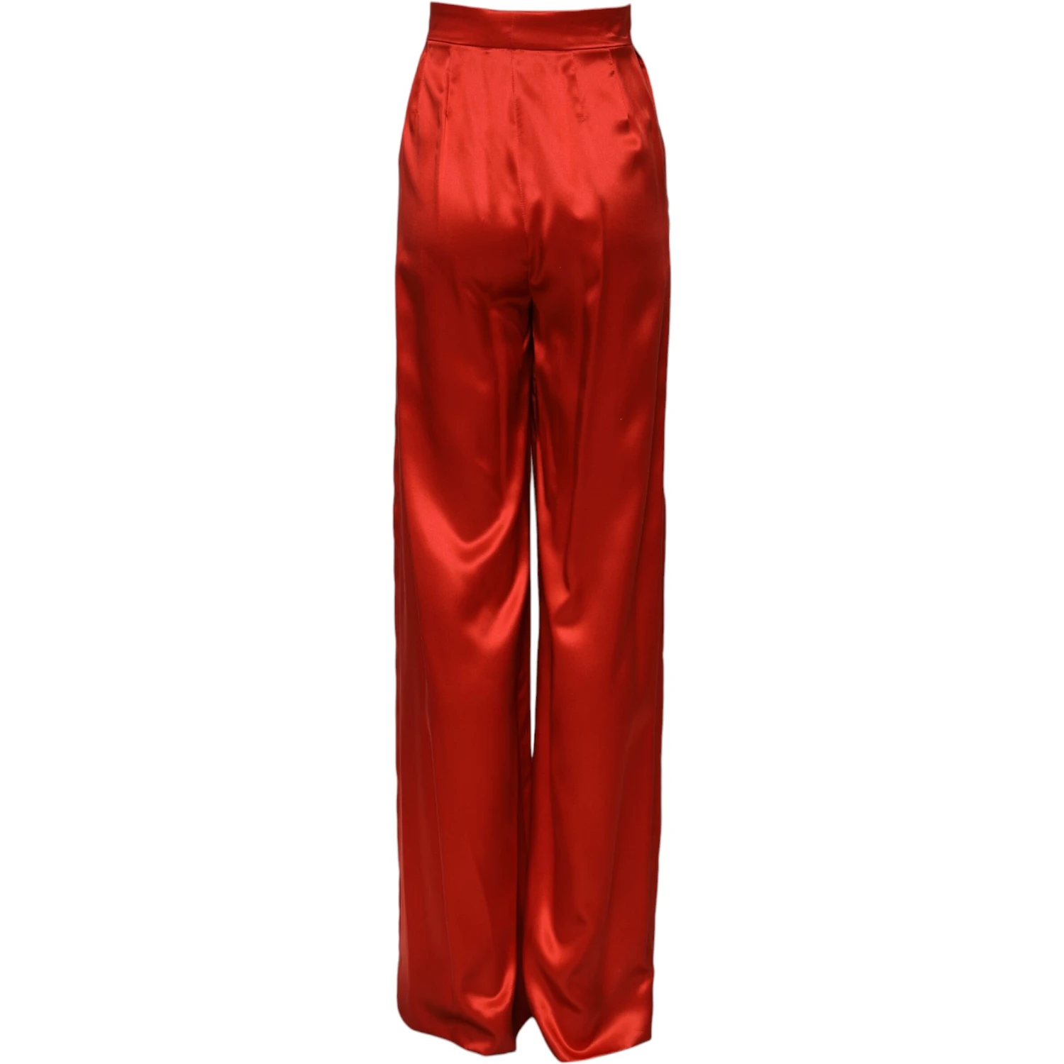 Red Satin High Waist Wide Leg Pants