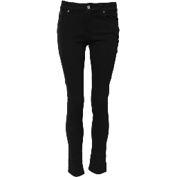 Black Cotton Skinny Mid Waist Denim Jeans