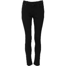 Black Cotton Skinny Mid Waist Denim Jeans
