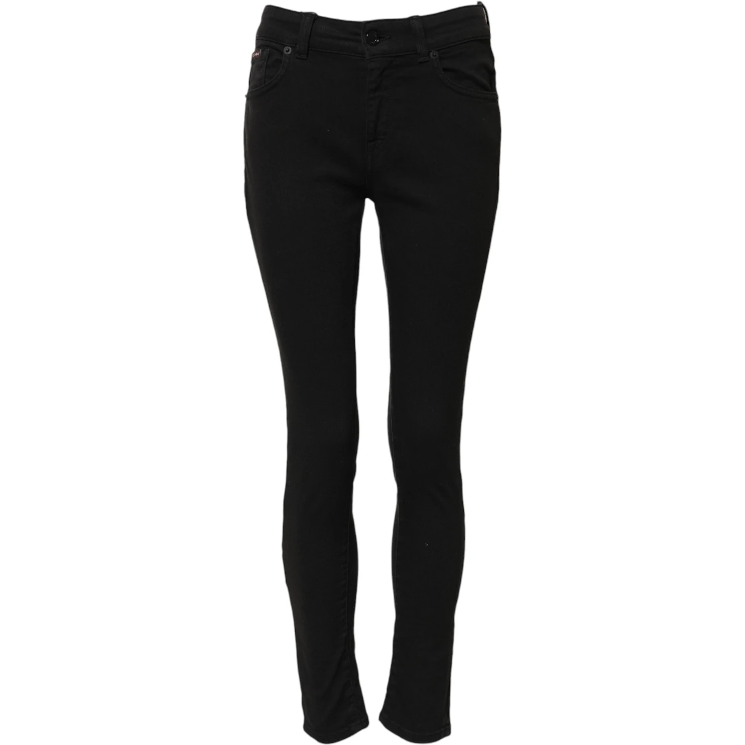 Black Cotton Skinny Mid Waist Denim Jeans