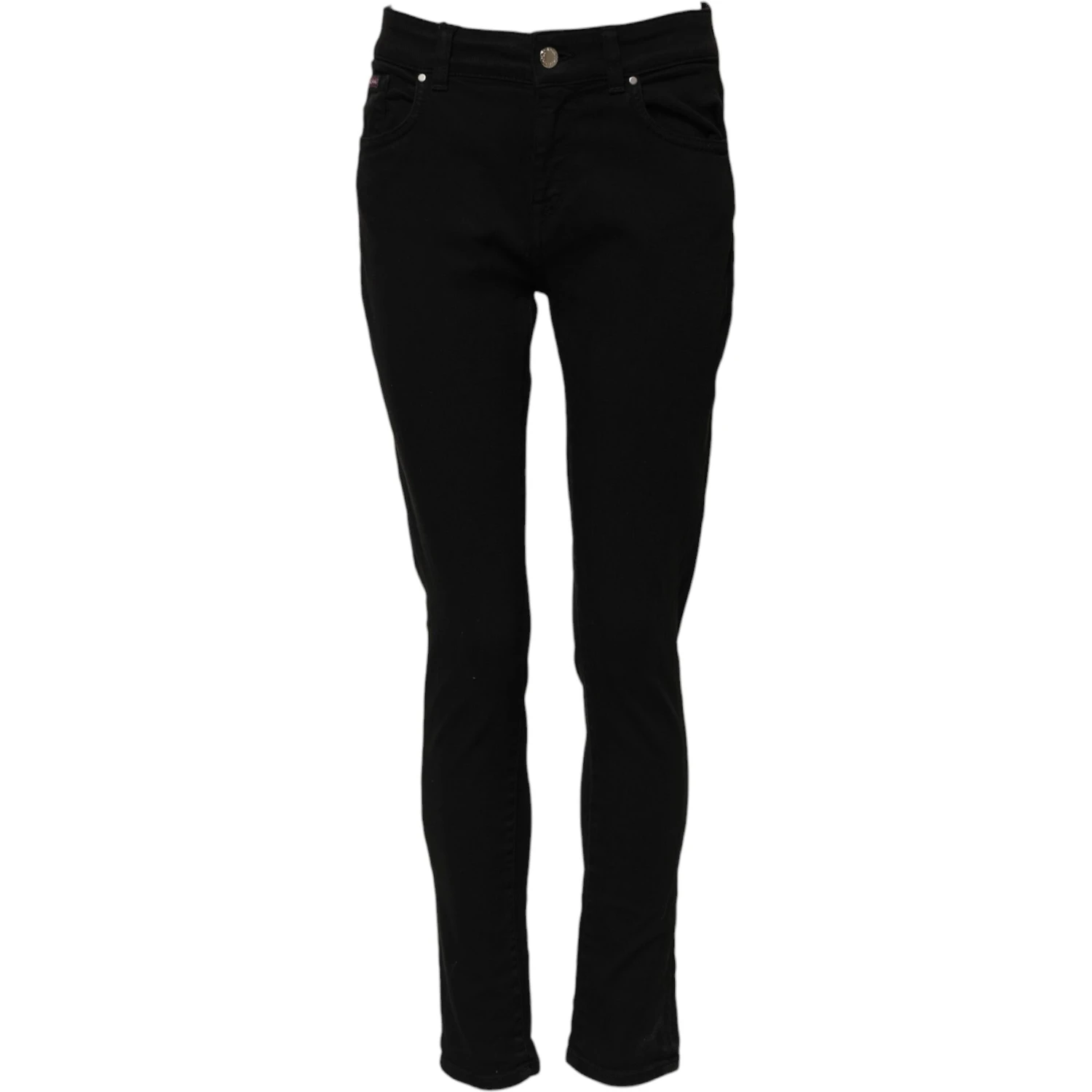 Black Cotton Logo Skinny Mid Waist Denim Jeans