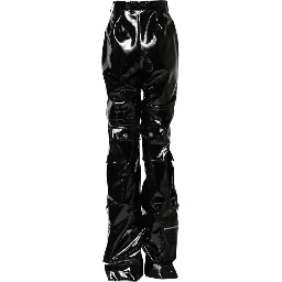 Black High Waist Cargo Bootcut Pants