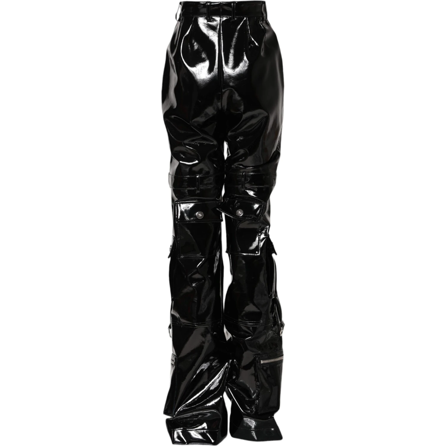 Black High Waist Cargo Bootcut Pants