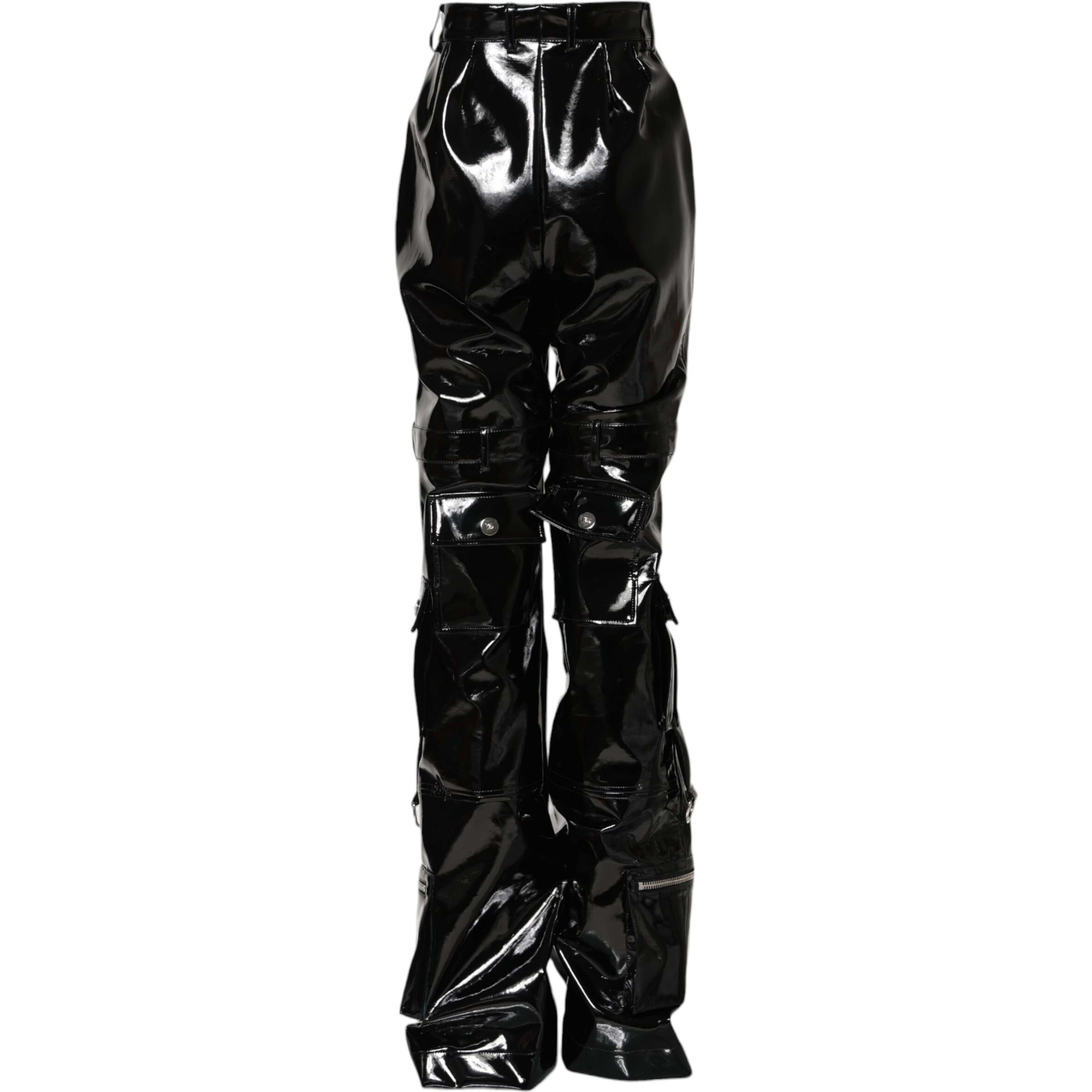 Black High Waist Cargo Bootcut Pants