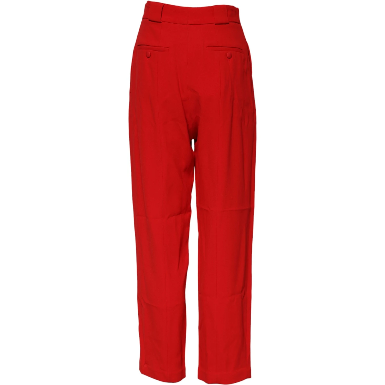 Red Viscose High Waist Tapered Pants