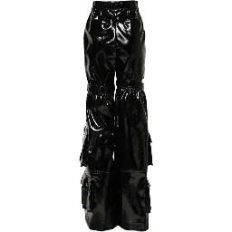 Black High Waist Cargo Bootcut Pants