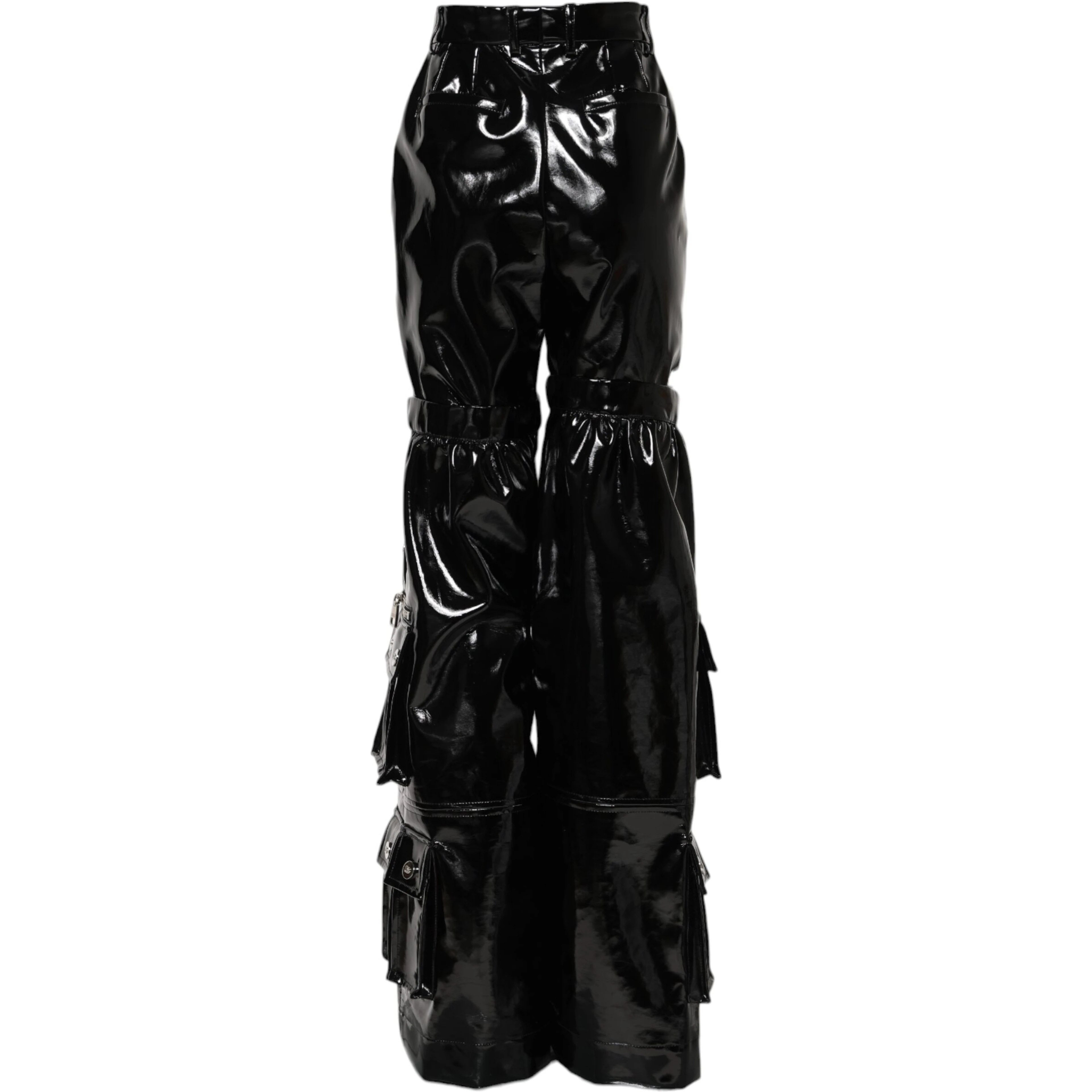 Black High Waist Cargo Bootcut Pants