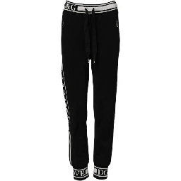 Black Cotton Jogger Logo Waist Pants