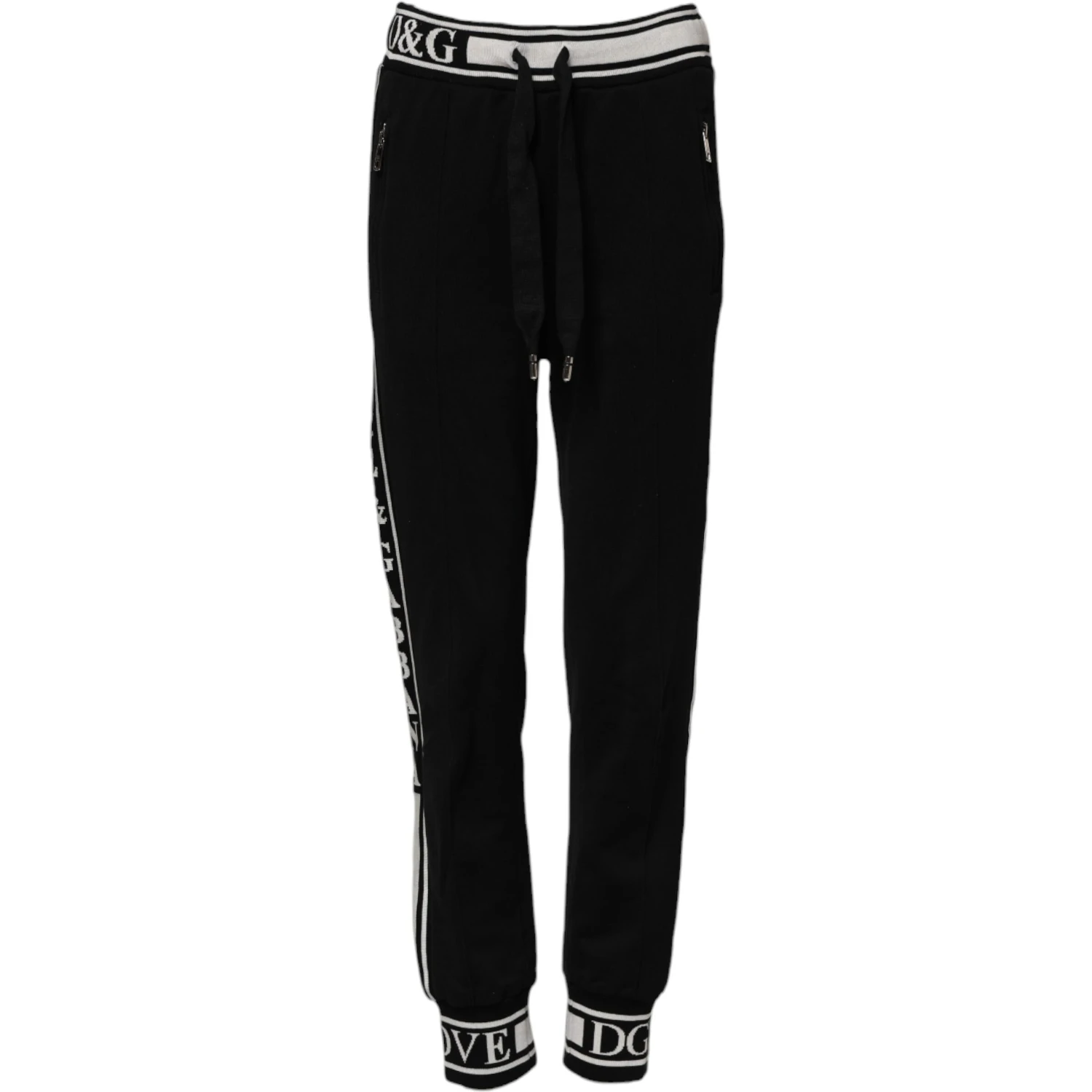 Black Cotton Jogger Logo Waist Pants