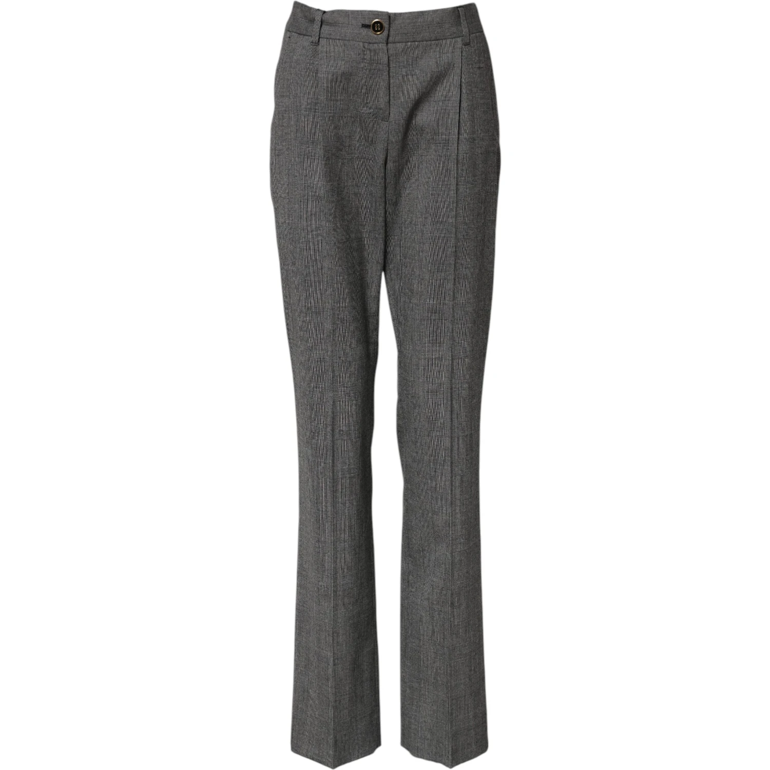 Gray Checkered High Waist Flared Pants