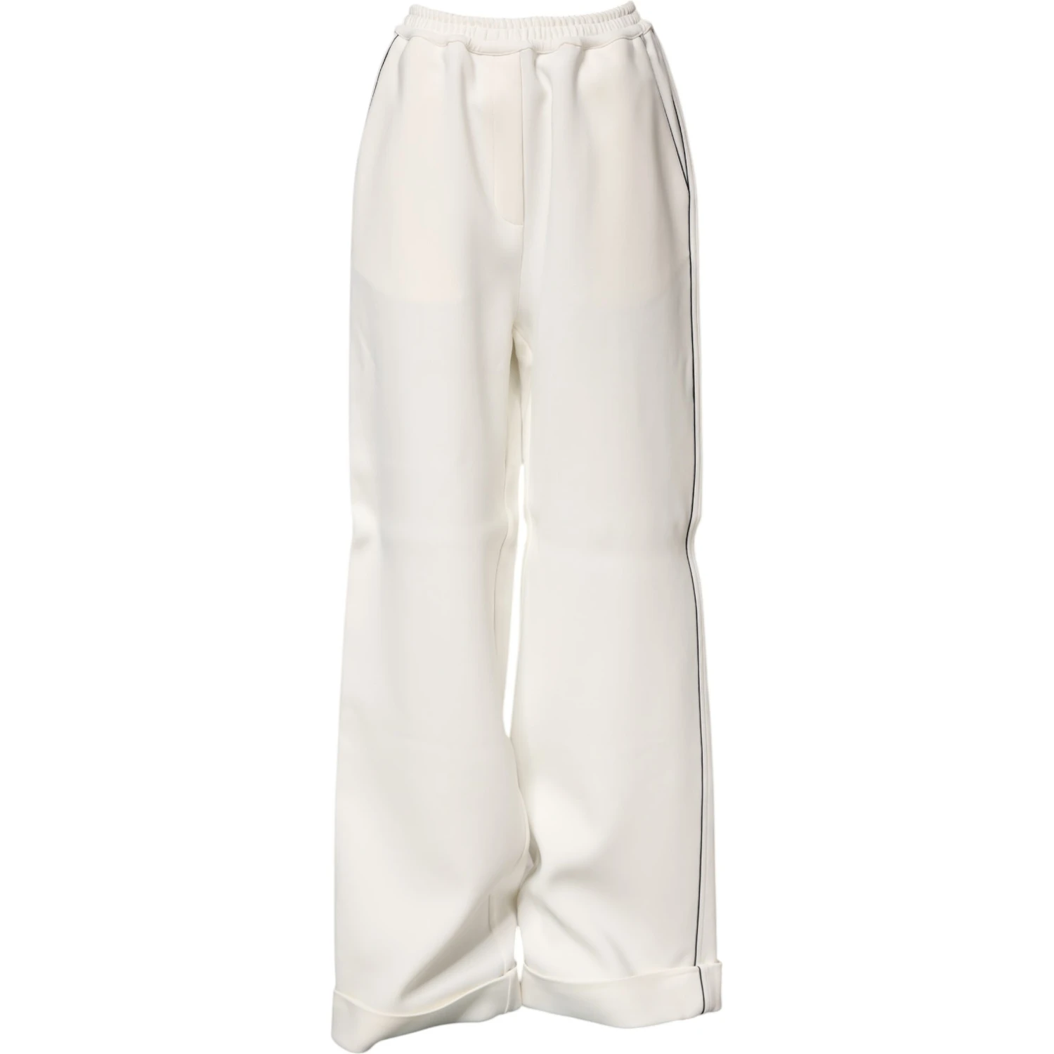White Viscose Wide Leg Pull On Pants
