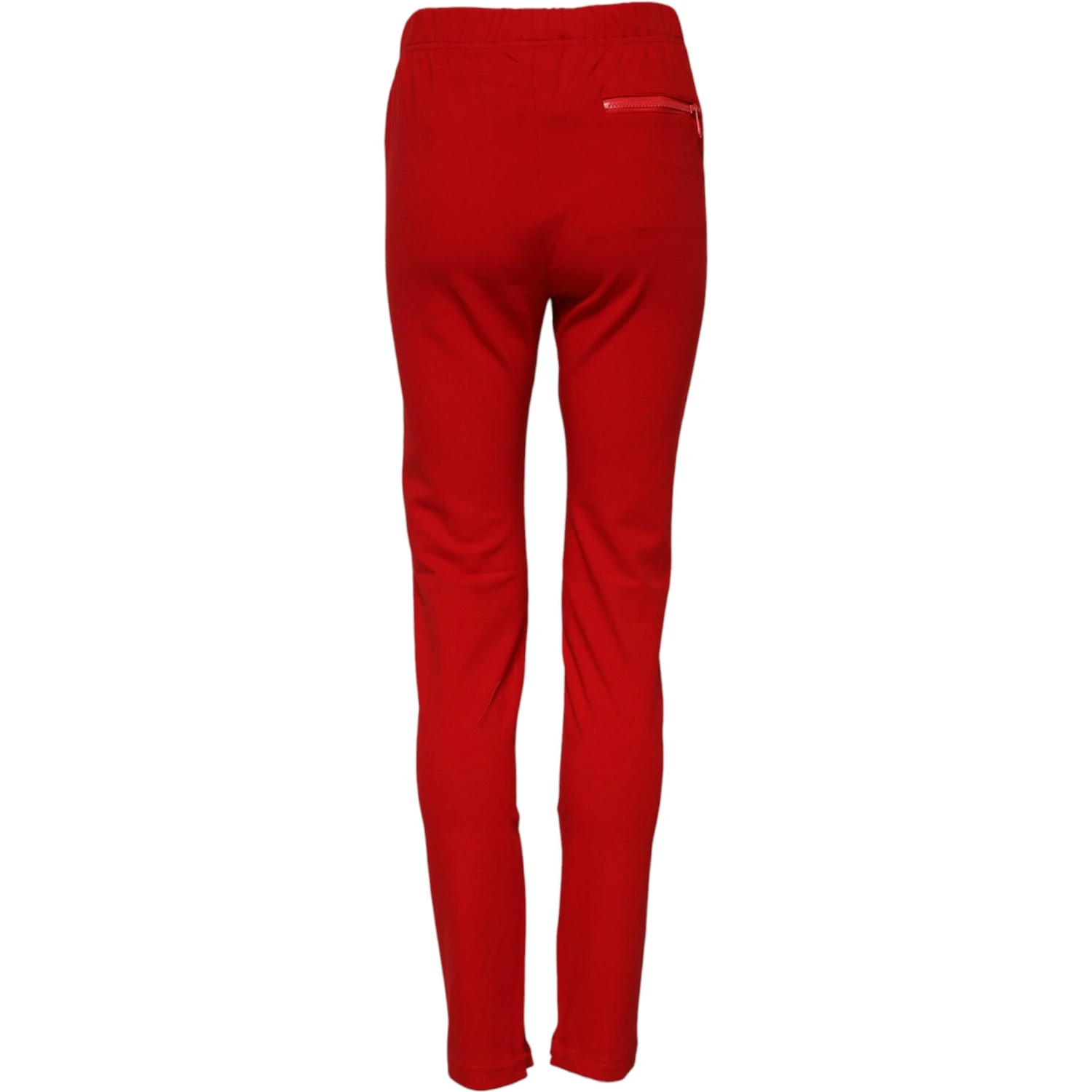 Red Mid Waist Slim Fit Pants
