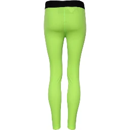 Green Nylon Slim Fit Leggings Pants