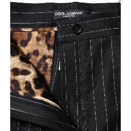 Black Stripes High Waist Tapered Pants