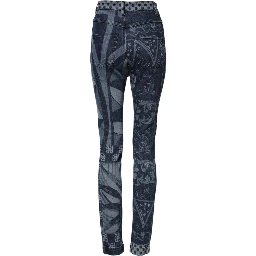 Blue Graphic Print Cotton Skinny Denim Jeans