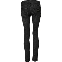 Black Cotton Low Waist Skinny Denim Jeans