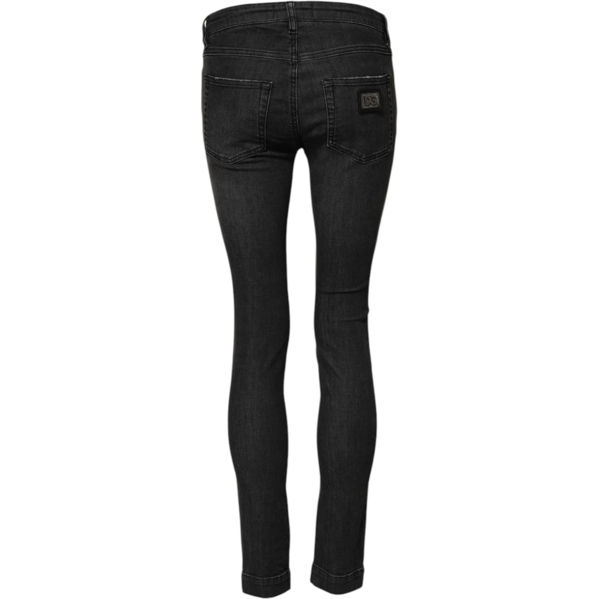 Black Cotton Low Waist Skinny Denim Jeans