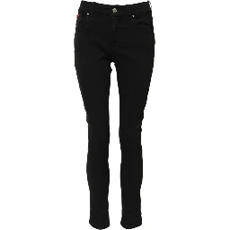 Black Cotton Logo Skinny Mid Waist Denim Jeans