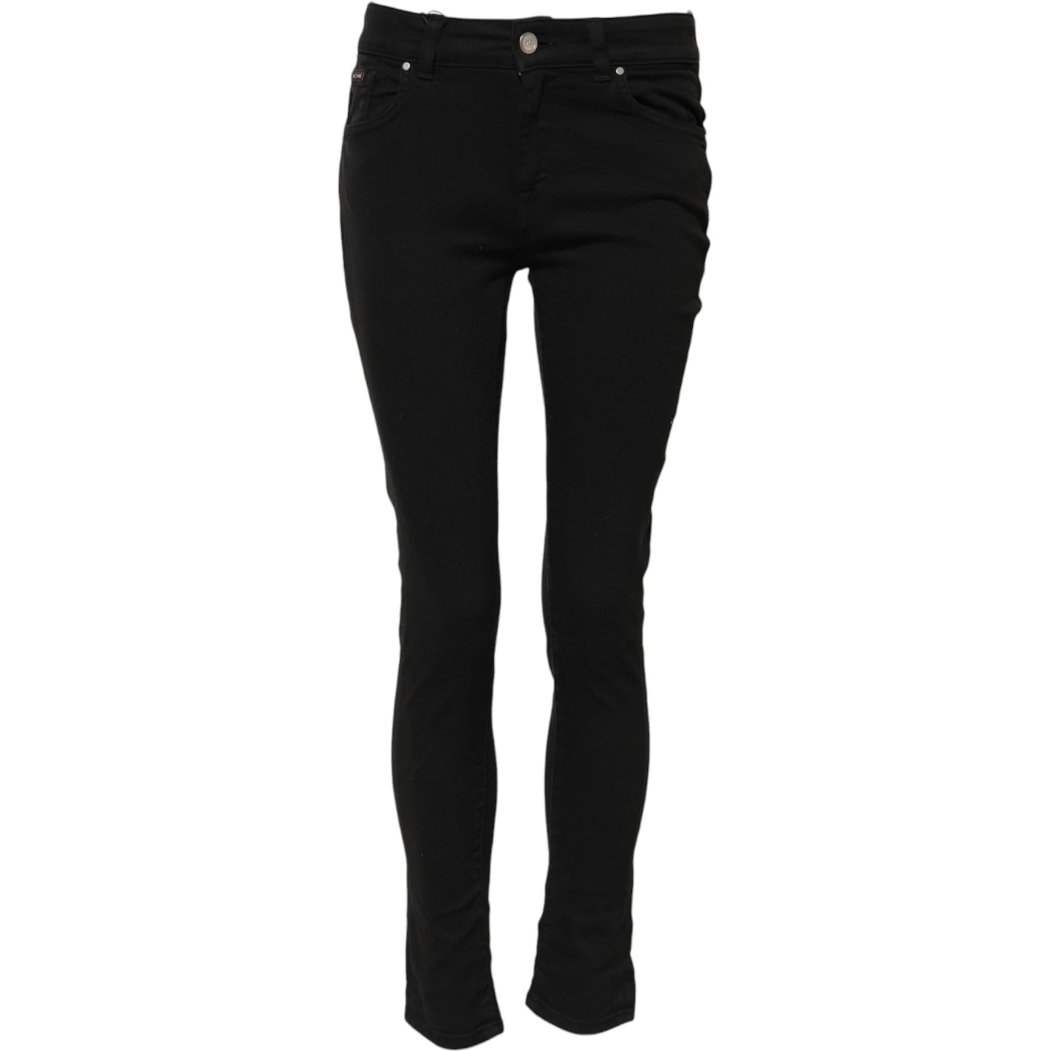 Black Cotton Skinny Mid Waist Denim Jeans