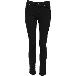 Black Cotton Logo Skinny Mid Waist Denim Jeans