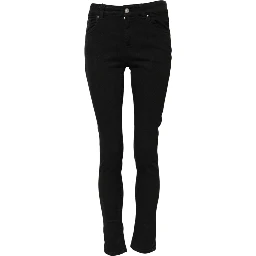 Black Cotton Skinny Mid Waist Denim Jeans
