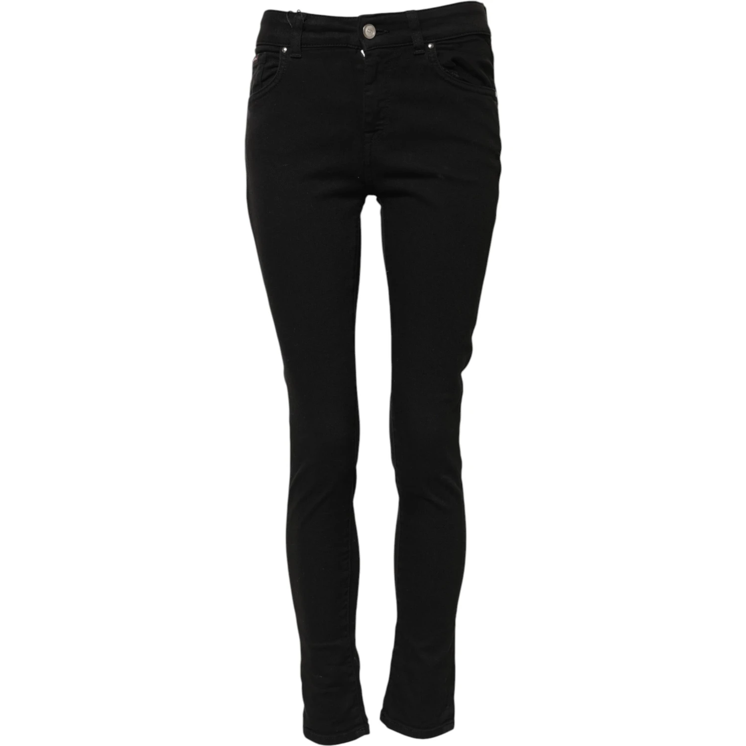 Black Cotton Skinny Mid Waist Denim Jeans