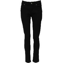 Black Cotton Logo Skinny Mid Waist Denim Jeans