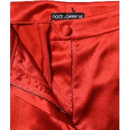 Red Satin High Waist Wide Leg Pants