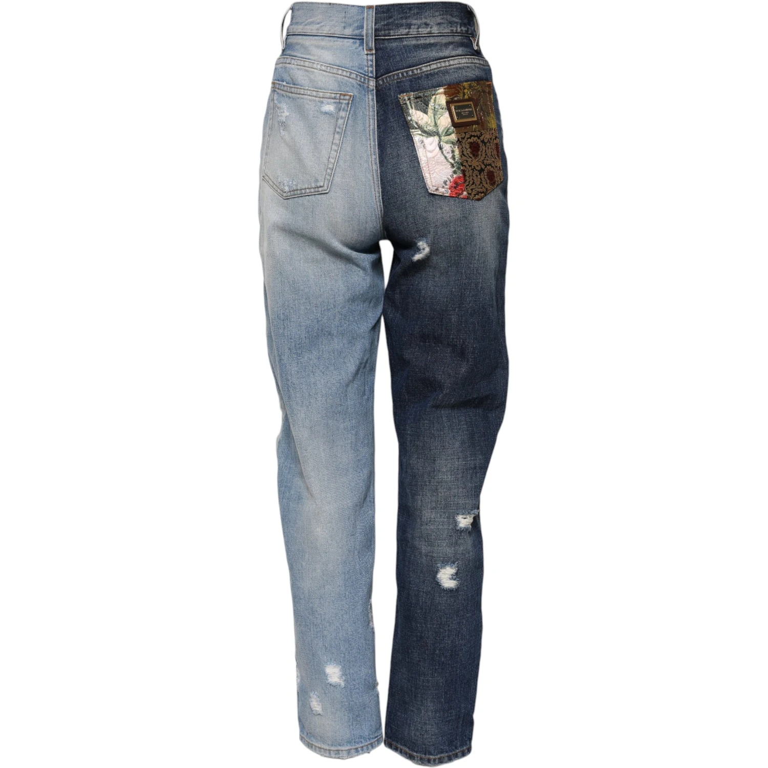 Multicolor Patchwork Tapered Denim Jeans